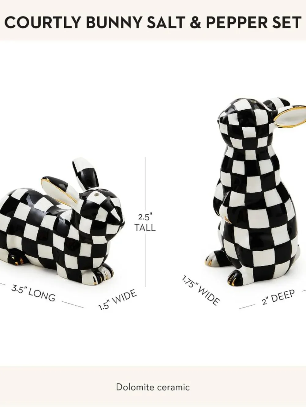 MacKenzie-Childs Courtly Check Bunny Salt & Pepper Shakers